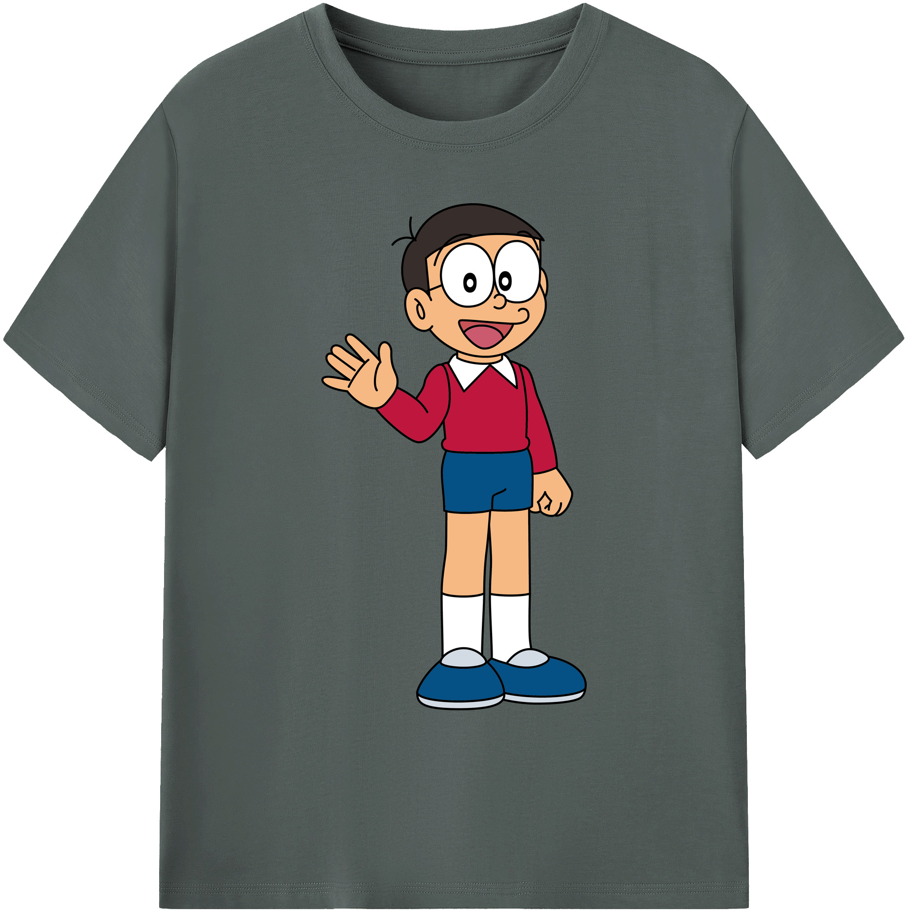（画像用） ドラえもん 野比 のび太 Doraemon Nobita Nobi 綿100％ メンズ半袖Tシャツ｜肌触りやわらか＆通気性